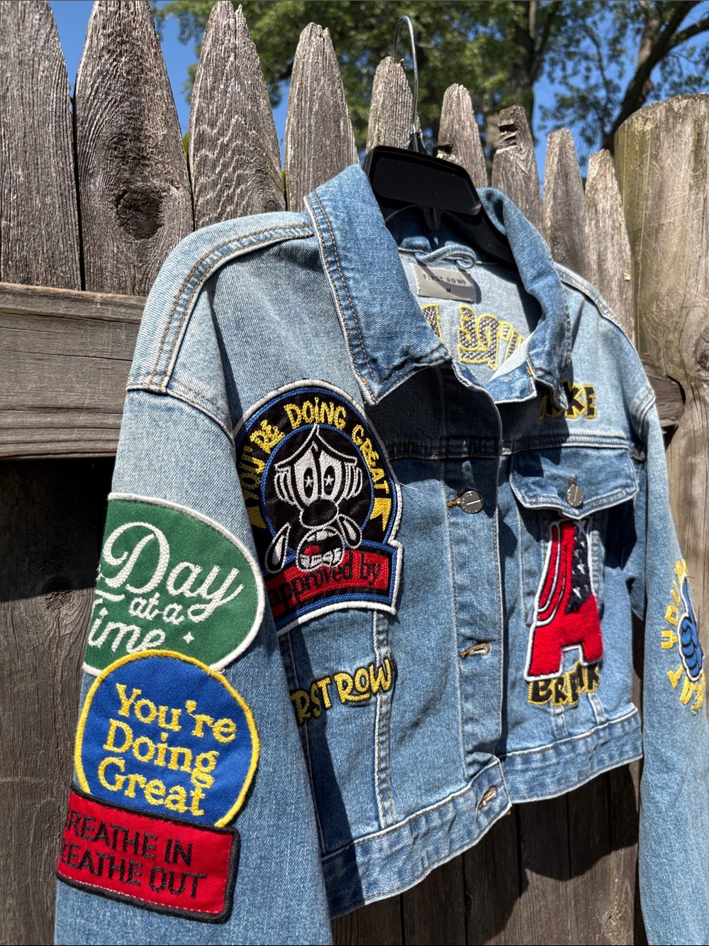First Row medium positivity patch denim jacket!! - Picture 2 of 7